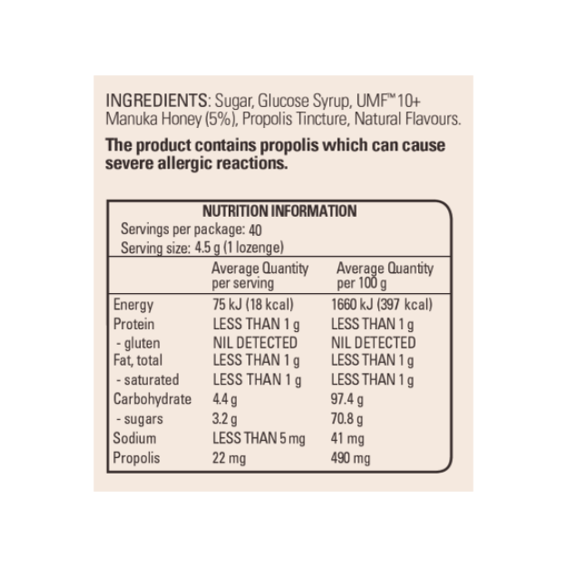 Manuka Honey Lozenges Lemon with Propolis | 40s